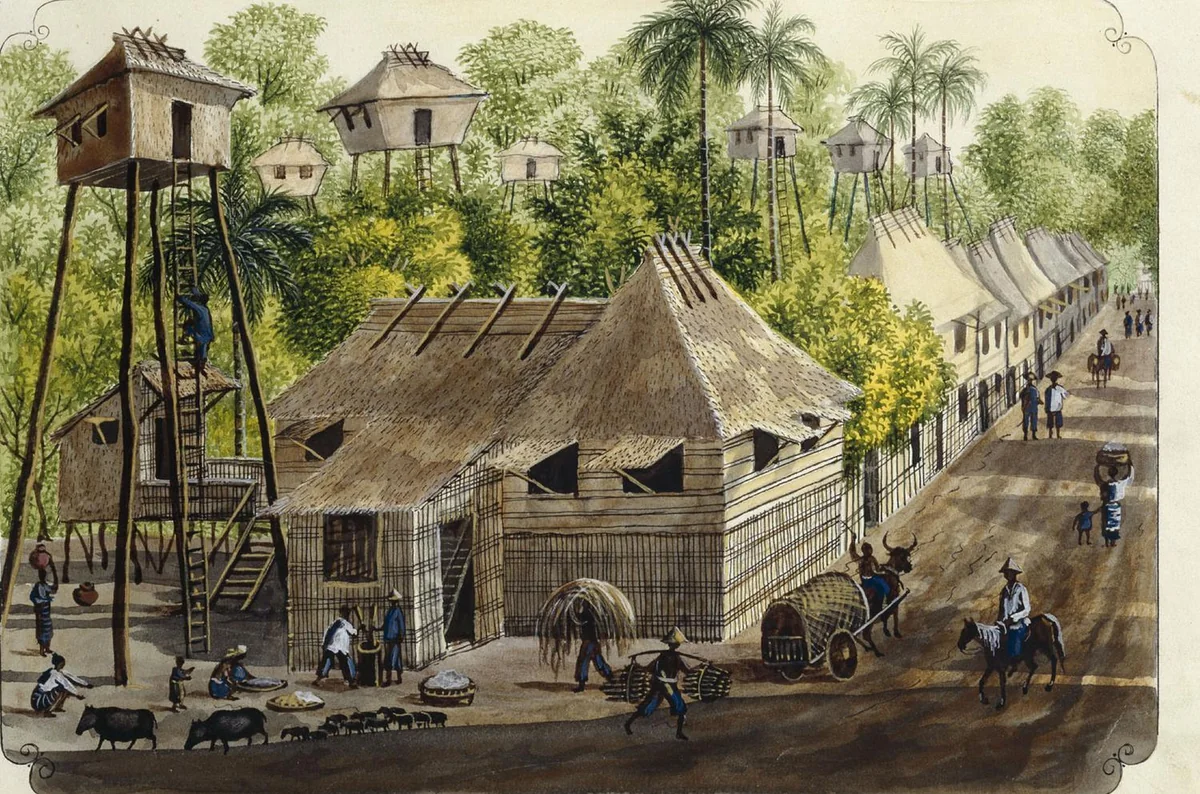 A village house in Cagayan, watercolour from an 1847 album